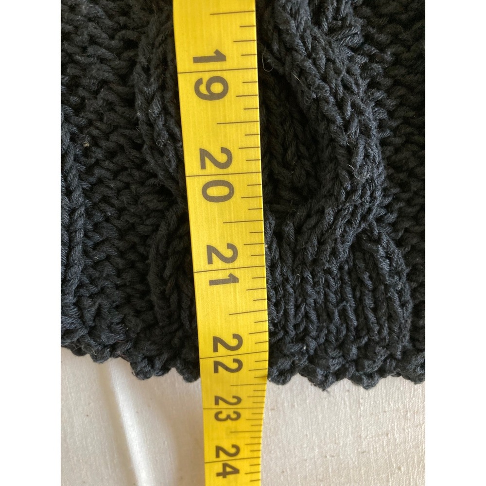 Hopeless Romantic Black Chunky Cotton Knit Cardigan Flower Buttons Collar Large - Picture 5 of 8